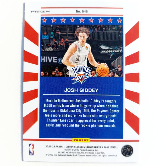 Oklahoma City Thunder (Josh Giddey) - BKBL [21_JG1] - Rookie Card (RC) - Picture 3 of 3